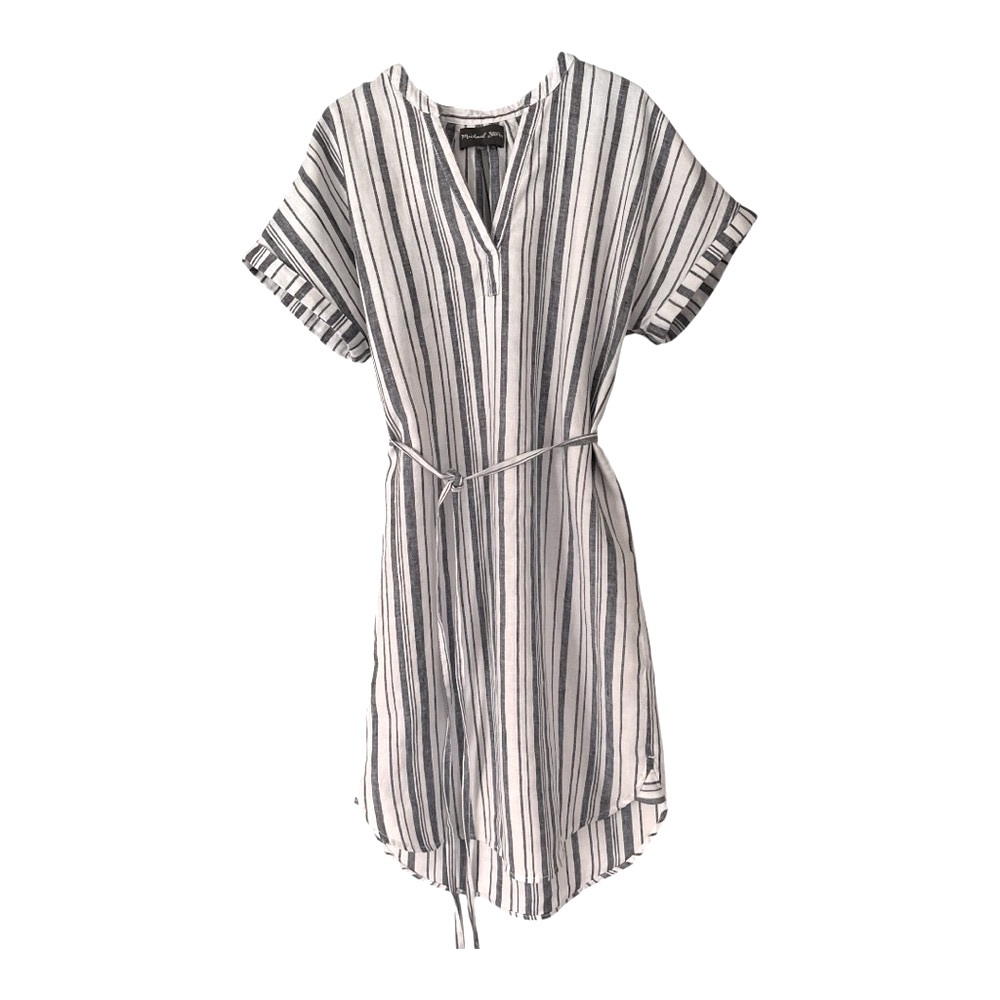 Michael Stars Amelee Beach Stripe Linen Tunic Short Sleeve Dress Womens XS